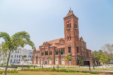 The victoria public hall town hall. British architecture in chennai tamil Nadu.Incredible India. - obrazy, fototapety, plakaty