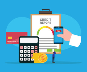 Loan manager concept. Bank employee that work with credit report 2d vector illustration concept for banner, website, landing page, flyer, etc