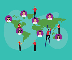 Corporate team working remotely 2d vector illustration concept for banner, website, landing page, flyer, etc