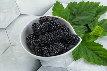 Ripe sweet juicy blackberry heap