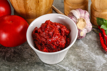 Natural organic red tomato paste