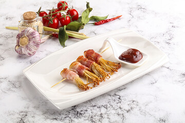 Grilled enoki mushroom with bacon