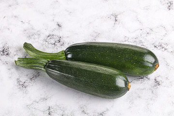 Sliced raw young green zucchini