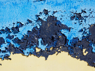 Old blue and yellow metal wall