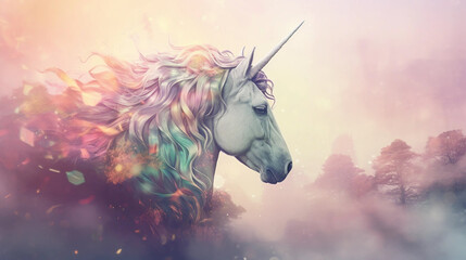 Obraz na płótnie Canvas Side View of a Unicorn Head With Copy Space