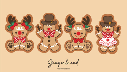 Gingerbread Cookies Set Vector Illustration 