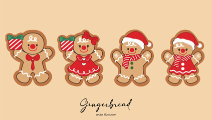Gingerbread Cookies Set Vector Illustration 