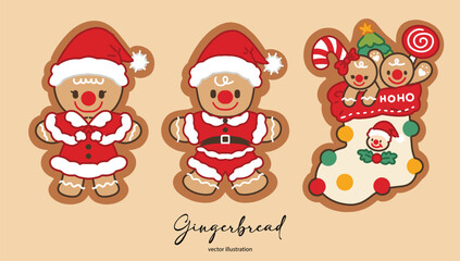 Gingerbread Cookies Set Vector Illustration 