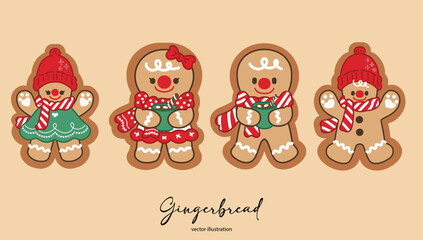 Gingerbread Cookies Set Vector Illustration 