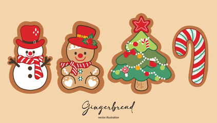 Gingerbread Cookies Set Vector Illustration 
