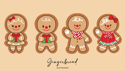 Gingerbread Cookies Set Vector Illustration 