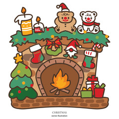 christmas home fireplace clipart