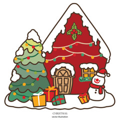 christmas house illustration