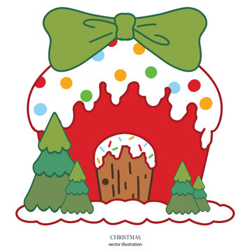 christmas house illustration