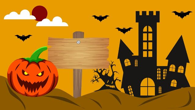 hallowen background with laughing pumpkins and ghastly trees. perfect for a hallowen promo.