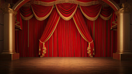 red curtain with spotlight