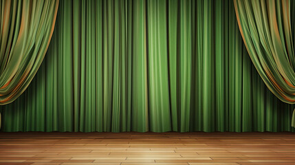 stage with green curtains