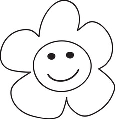 Fototapeta premium smile daisy flower kid drawn outline