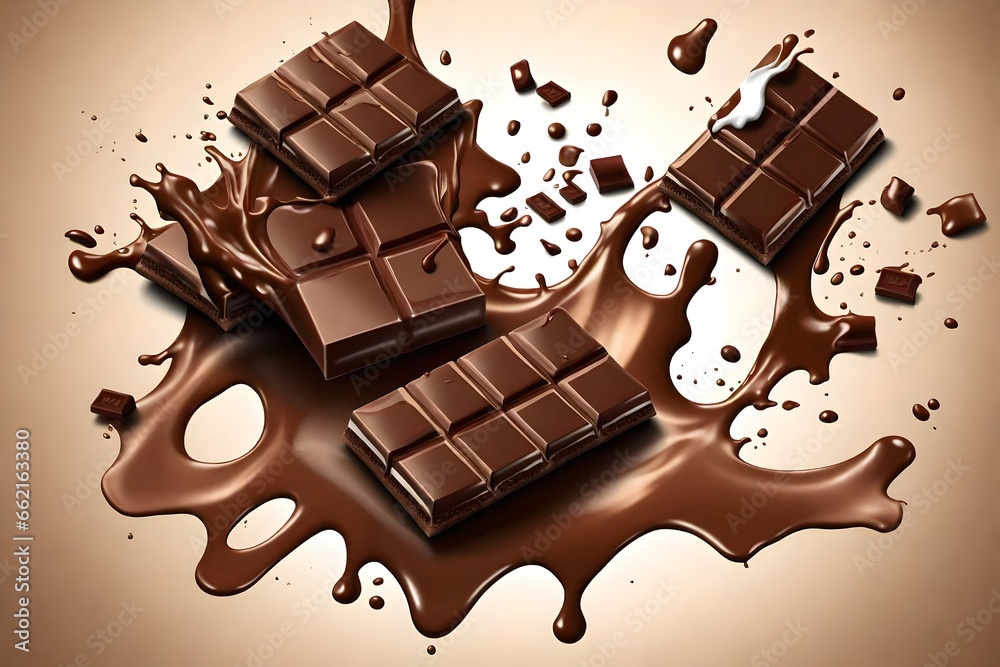 Wall mural chocolate bar with chocolate4k hd quality photo.