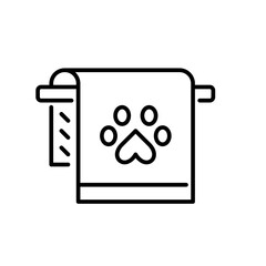 Towel on a rack with pet paw. Pet spa. Pixel perfect, editable stroke icon