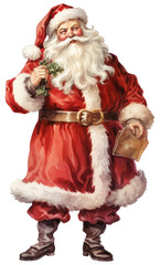 PNG Santa Claus Vintage style Watercolor illustration
