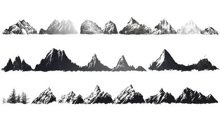 Fototapete Berge set of vector silhouettes of the mountains on white background 