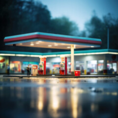 Blurred gas station background - obrazy, fototapety, plakaty