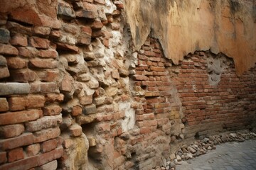 Ancient wall of bricks. Generative AI