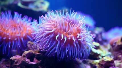 Naklejka na ściany i meble A vibrant sea anemone in an underwater oasis