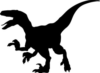 Veloceraptor Dinosaur Silhouette vector Types of dinosaurs breeds - obrazy, fototapety, plakaty