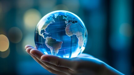 A close-up of a hand holding a globe symbolizing global investments