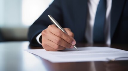 A close-up of a hand signing an investment agreement