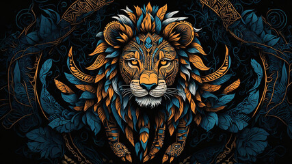 Majestic Lion: Symbol of Power and Wilderness - obrazy, fototapety, plakaty