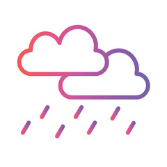 Dioxide Pollution Raining Gradient Line Icon