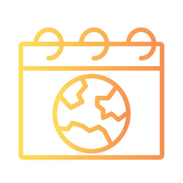 Day Earth Ecology Gradient Line Icon