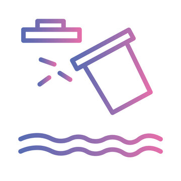 Water Pollution Dump Gradient Line Icon