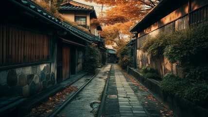 Fototapeta na wymiar Village in Kyoto 02 Generative AI