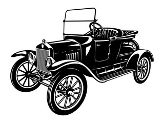 Vintage Retro Car Cabriolet of 20s. Vector silhouette isolated on white.