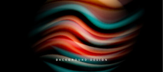 Rainbow color wave lines on black. Techno or business abstract background for posters, covers, banners, brochures, websites