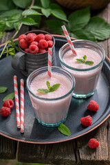 Sweet cocktail as a fresh drink for breakfast.