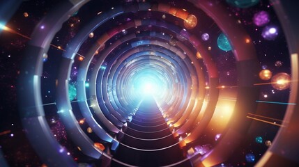 A 3D render of a colorful hyper space gateway