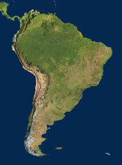 3D illustration of a highly detailed map of South America. Elements of this image furnished by NASA.