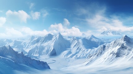 Fototapeta na wymiar A serene mountain landscape with snowy peaks for a peaceful backdrop