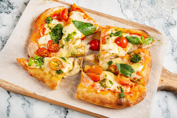 tasty pizza on the board