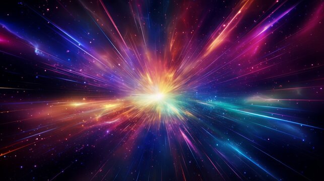 Abstract hyper space with cosmic explosions and lights