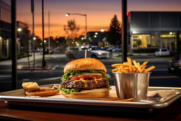 hamburger on the table