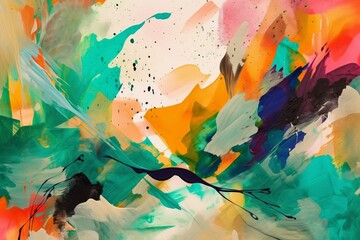 Colorful contemporary artwork with brushstrokes on abstract background. Generative AI