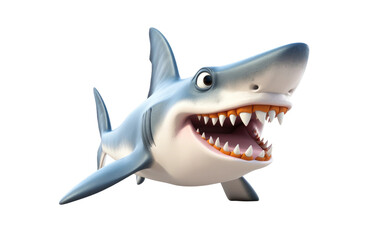 Stunning Hammerhead Shark 3D Cartoon Render Isolated on Transparent Background PNG.