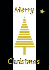 Vector template black Christmas greeting card with Christmas tree