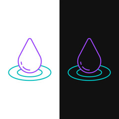 Fototapeta premium Line Water drop icon isolated on white and black background. Colorful outline concept. Vector